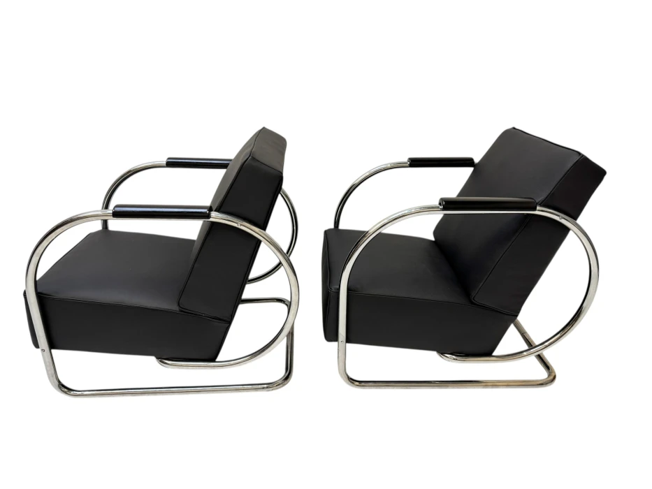 Art Deco Modernist Bauhaus Tubular Steel Lounge Chairs by Frits Kuyken, 1936